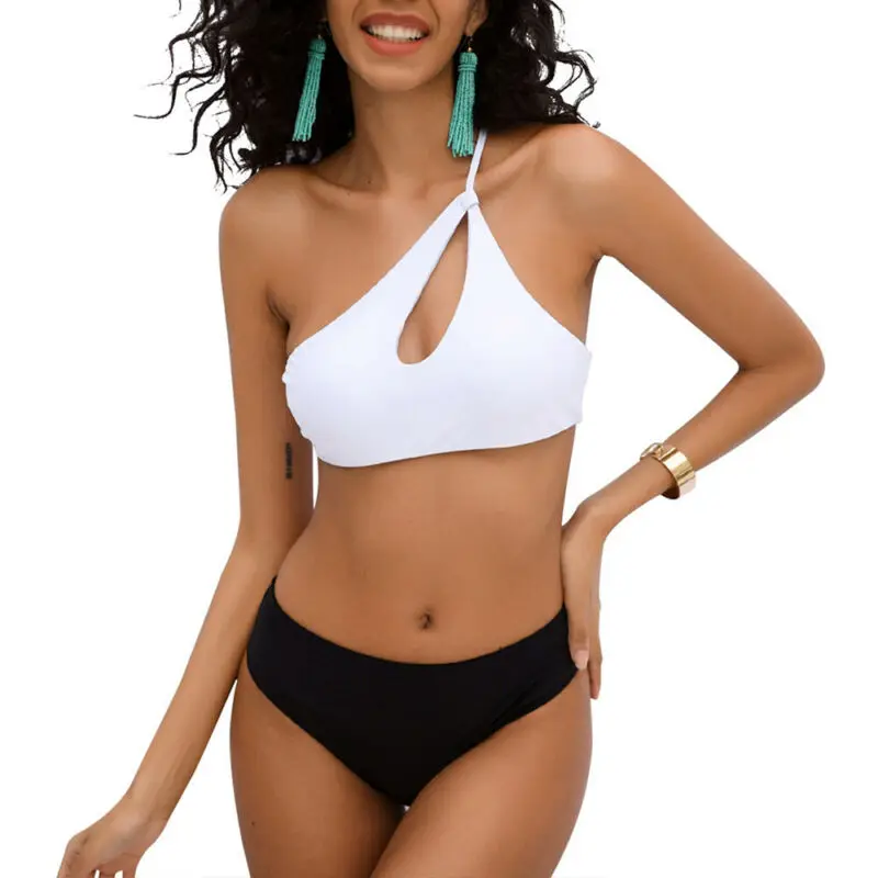 

Womens Sexy One-Shoulder Bikini Set Push Up Swimwear Beachwear Swimming Costume