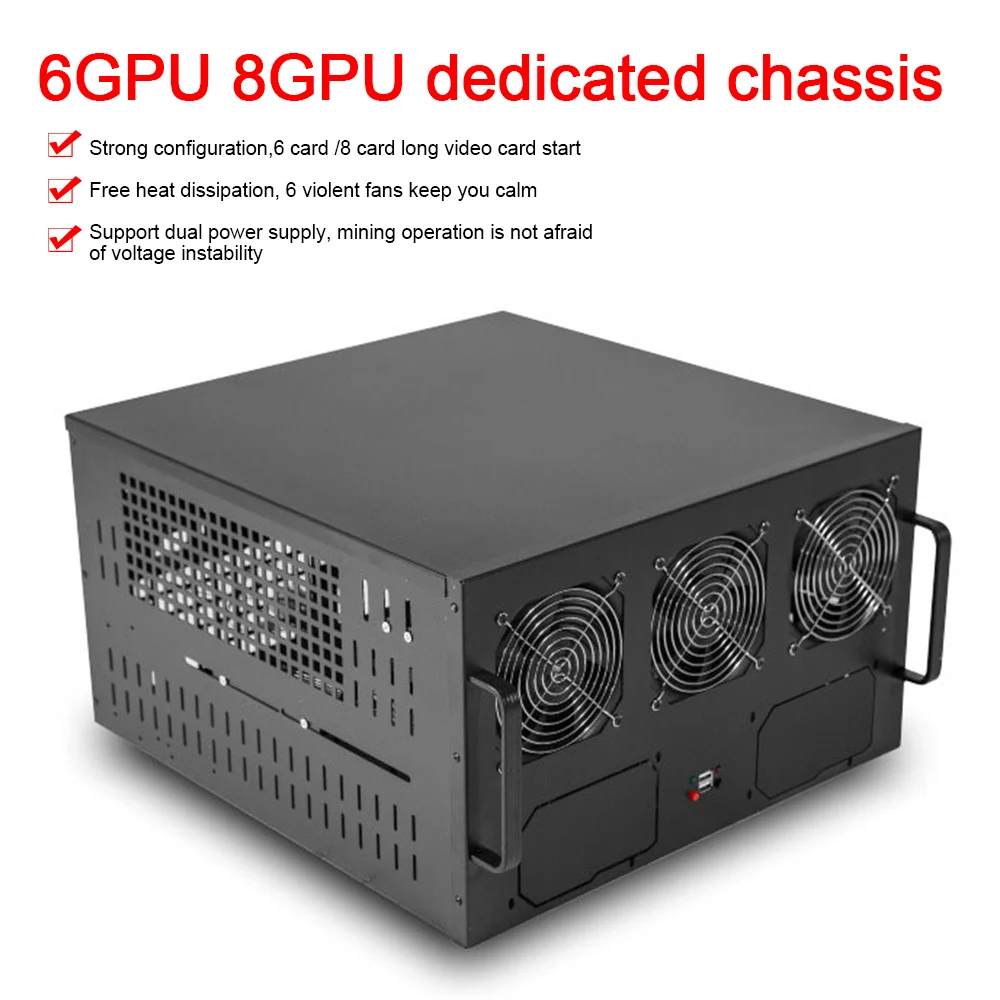 

6U BTC PC чехол для майнинга 6/8 GPU ATX материнская плата шасси двойной блок питания бита BTH для майнинга компьютера с 6 вентиляторами охлаждения