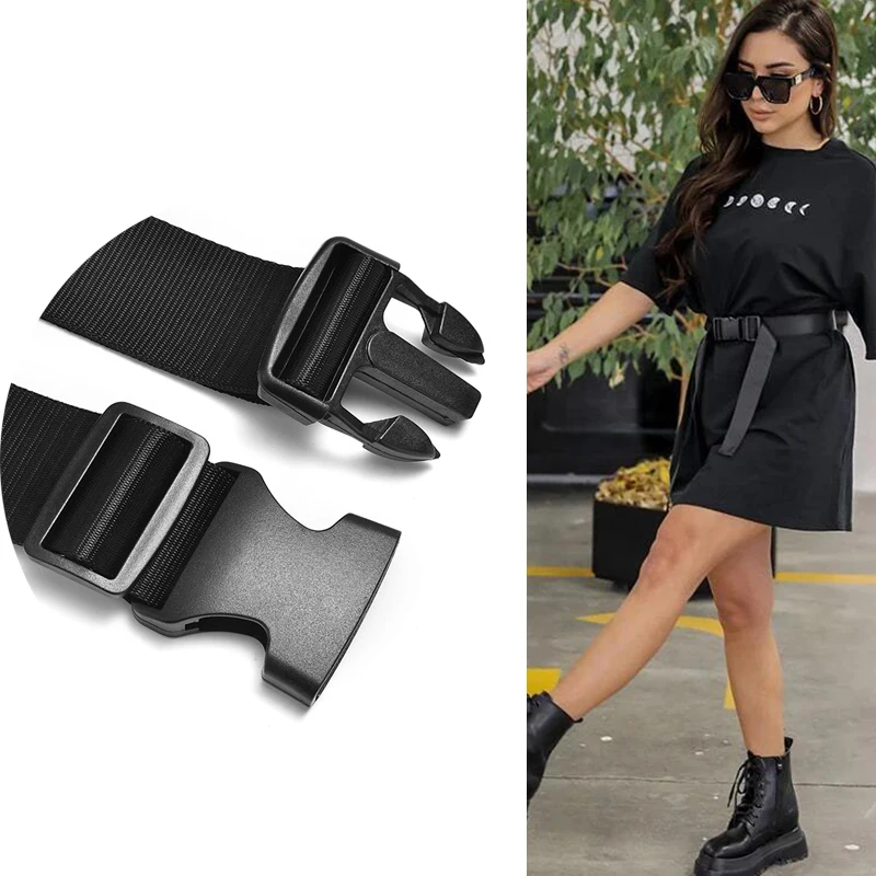 

Fashion Ladies Belt Plastic Button Webbing Adjustable Belt Casual Outdoor Tactical Belt Decorative Canvas Belt Sports