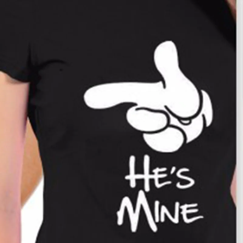 

King Queen Couples T Shirt Im Hers Hes Mine Print Couple Tshirt Summer Fashion Woman T-shirt Casual O-Neck Tops Lovers Tee Shirt
