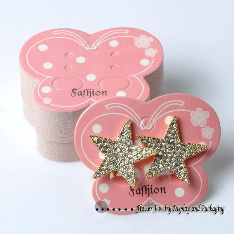 

100pcs/lot Cute Butterfly Paper DIY Jewelry Display Accessories Earring Packaging Card Earring Stud Showing Holder Showcase