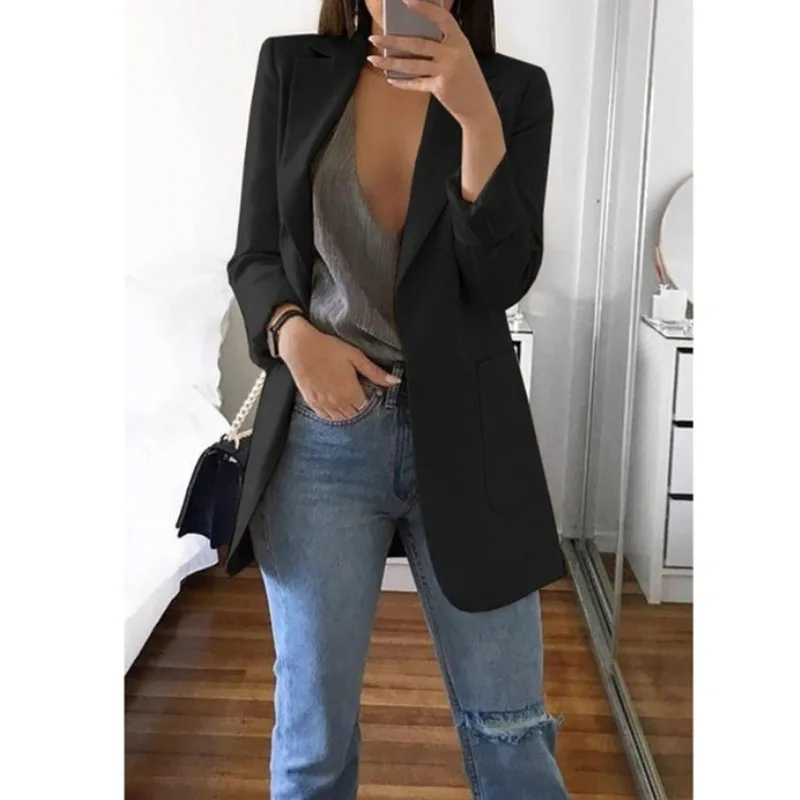 Women's blazers jacket 2021 Spring and Autumn female oversize office Long Sleeve solid color coat loose casual clothes bleizer