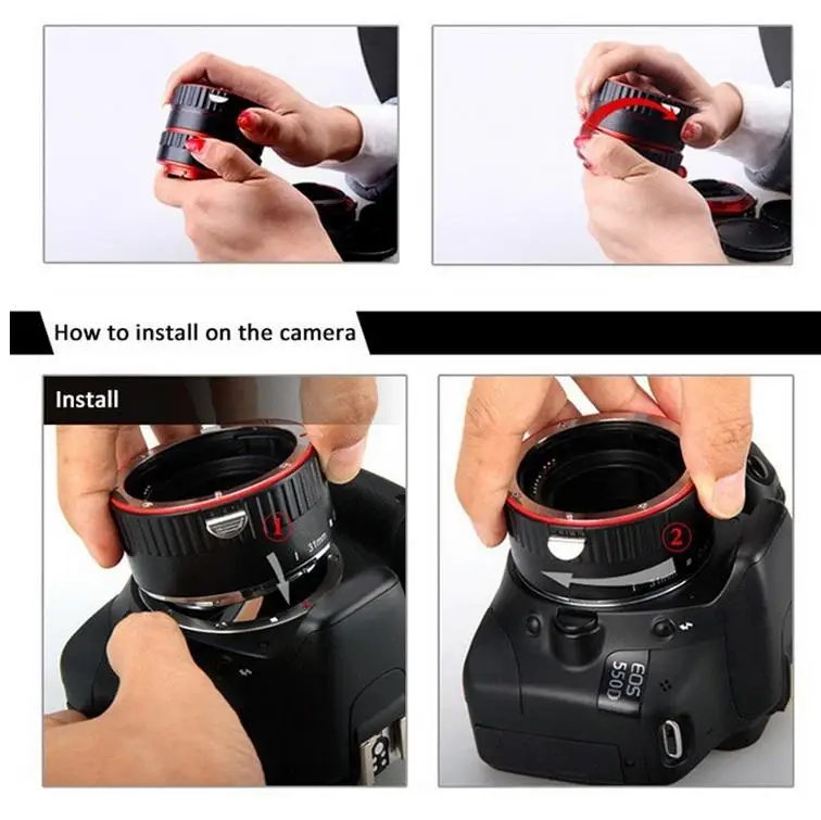 Kuulee Canon EF-S T5i T4i T3i T2i 100D 60D 70D 550D 600D 6D 7D адаптер для объектива с креплением макроудлинитель с автоматической фокусировкой AF Автофокус AF Macro