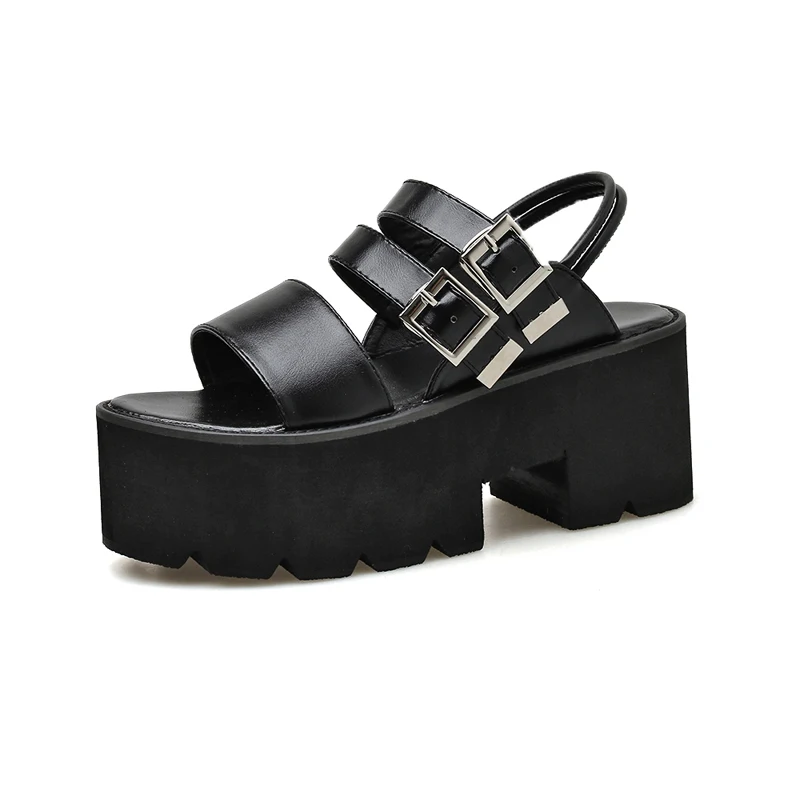 Sandalias gladiador mujer Готические сандалии в стиле панк-рок Босоножки на платформе Обувь