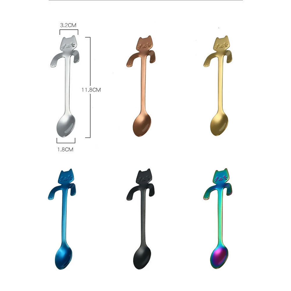 304 позолоченная ложка в форме кошки из нержавеющей стали креативная кружка