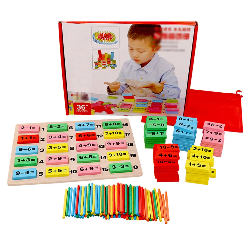 

Деревянная цифровая доска Монтессори, добавьте вычитание, арифметический стол, развивающие математические игрушки, домино, Ранняя игра для...