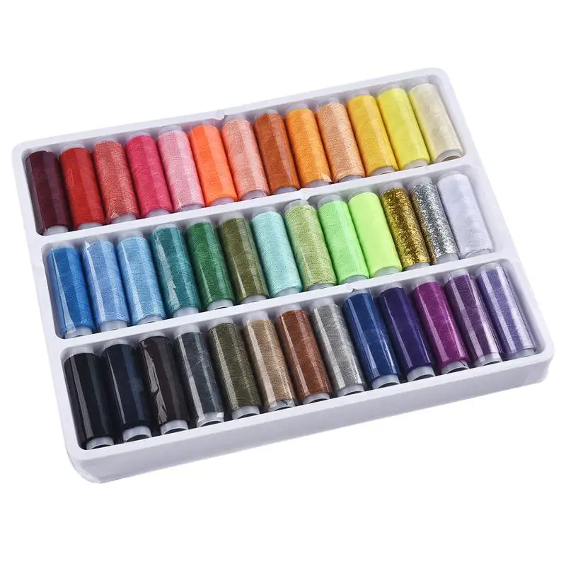

39Pcs Mixed Colors Polyester Yarn Sewing Thread Roll Machine Hand Embroidery 160 Yard Each Spool For Home Sewing Kit