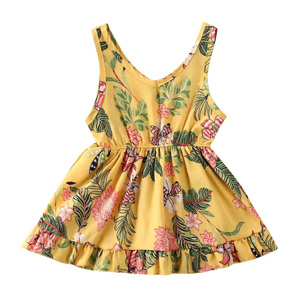 

2020 Fashion Toddler Baby Girl Flower Dress Sleeveless Mini Tutu Dress Pageant Party Dress