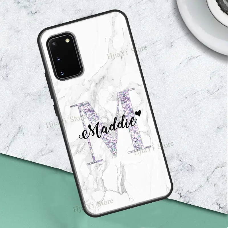Розовый мрамор ПЕРСОНАЛИЗИРОВАННЫЙ инициал имени для телефонного чехла Samsung Galaxy S22 Ultra S21 S20 FE Note 20 10 S8 S9 S10 Plus.