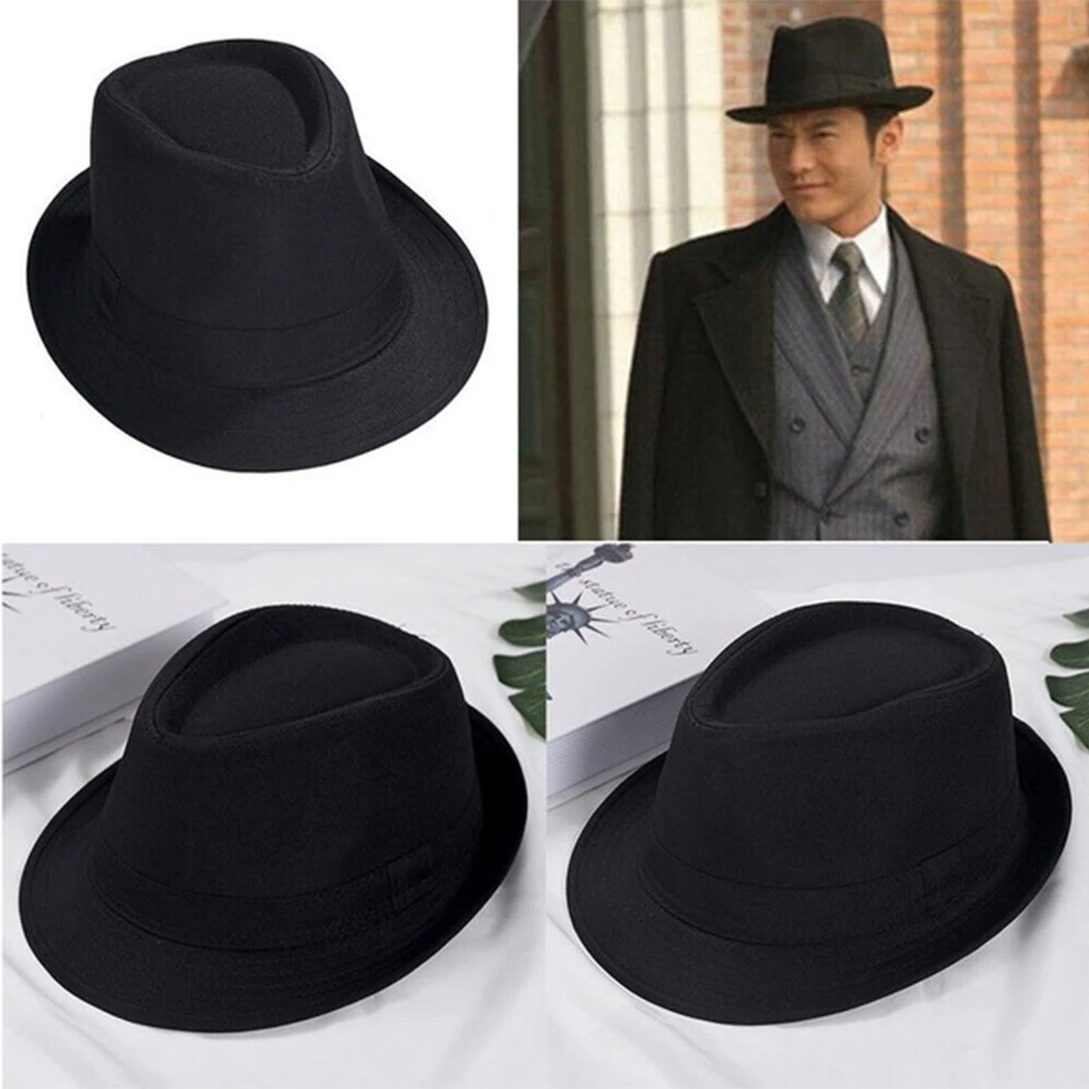 

Jazz British Style Hat Women Men Fedoras Casual Black Summer Beach Sun Cap