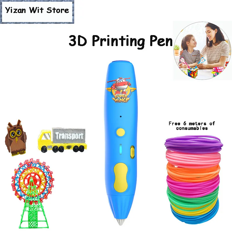 

3d-ручка Super Wings, лучший подарок для детей, профессиональная 3d-ручка с рисунком, Детские креативные игрушки для детей, 3d-ручка с нитью