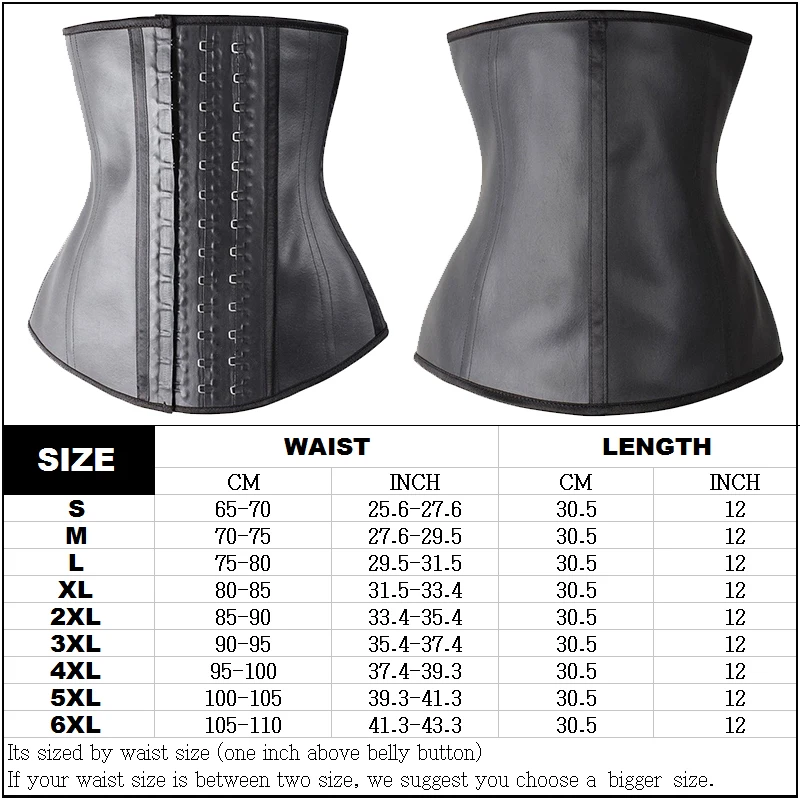 Women Body Shaper 100% Latex Waist Trainer Corset Shapewear Waist Tops Plus Size Women Girdle Slimming Black