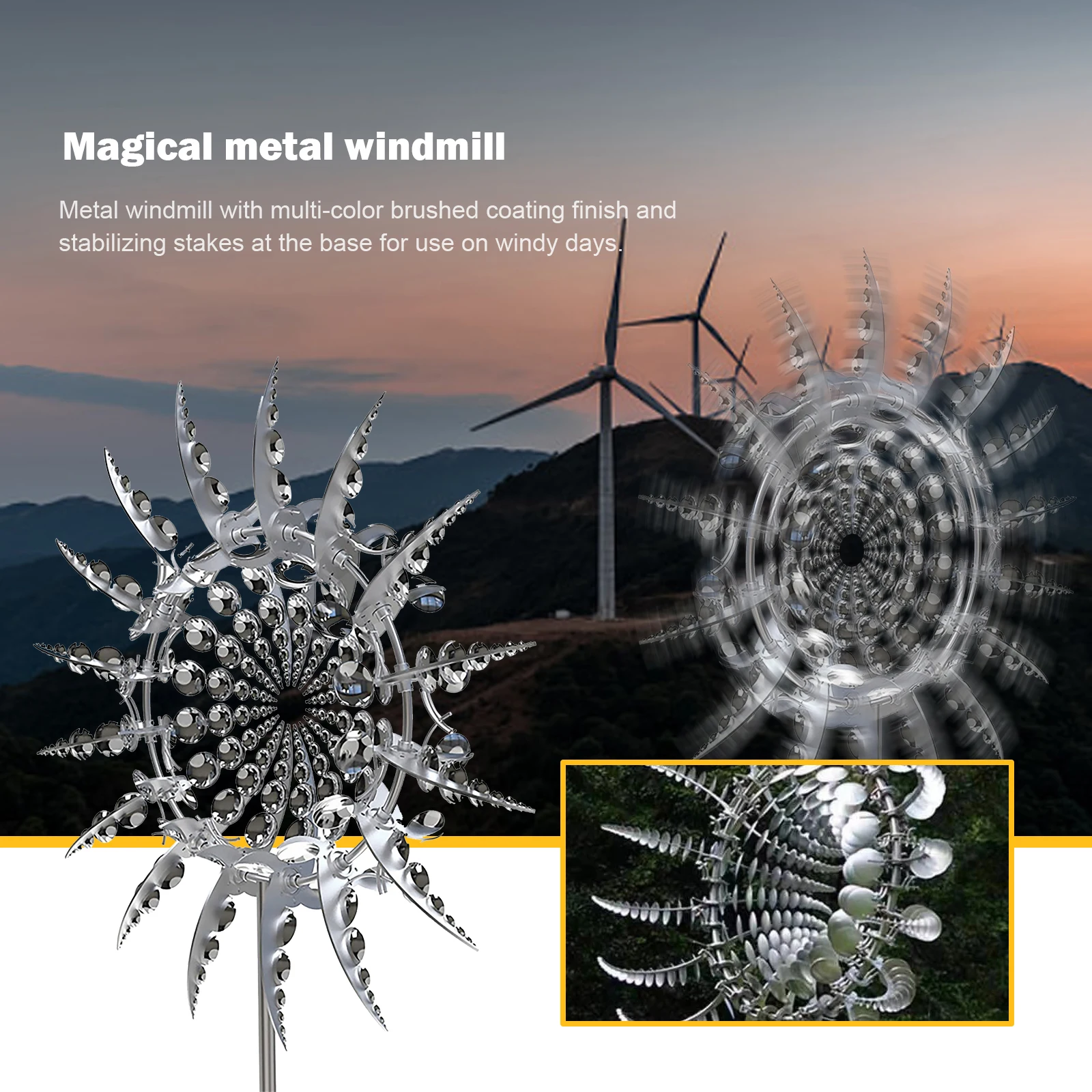 

Unique And Magical Metal Windmill Garden Decoration Outdoor Wind Spinners Wind Catchers Kinetic Metal Swivel for Yard Patio Lawn