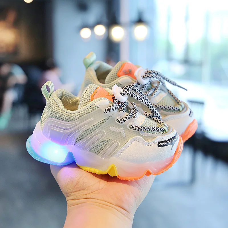 

Korean Style Children Shoes Breathable Sports Shoes Boys Girls Functional LED Light Shoes Kids Spring Autumn Sneakers DX002