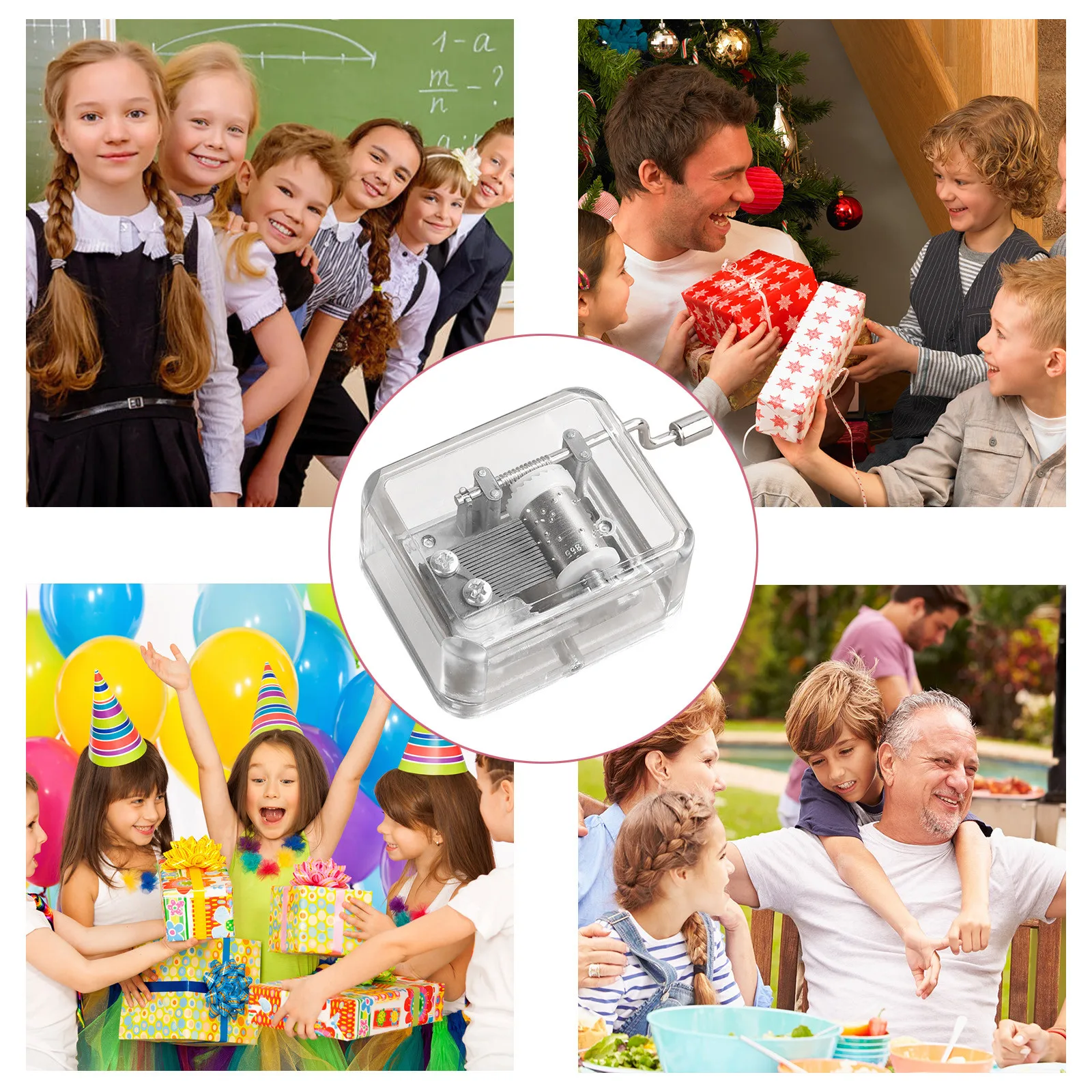 Акриловая прозрачная Музыкальная шкатулка с ручным заводом для