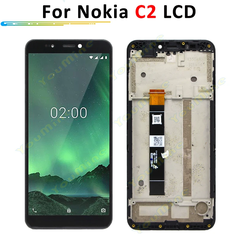ЖК дисплей 5 7 дюйма для Nokia C2 дигитайзер сенсорного экрана с рамкой в сборе