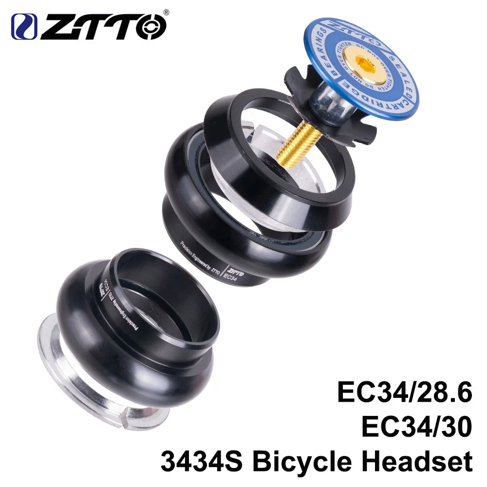 3434S BLUE ZTTO 3434S MTB гарнитура для шоссейного велосипеда 34 мм EC34 CNC 1 1/8 28,6 прямая вилка внутренняя 34 Обычная гарнитура без резьбы - Цвет: 3434S BLUE