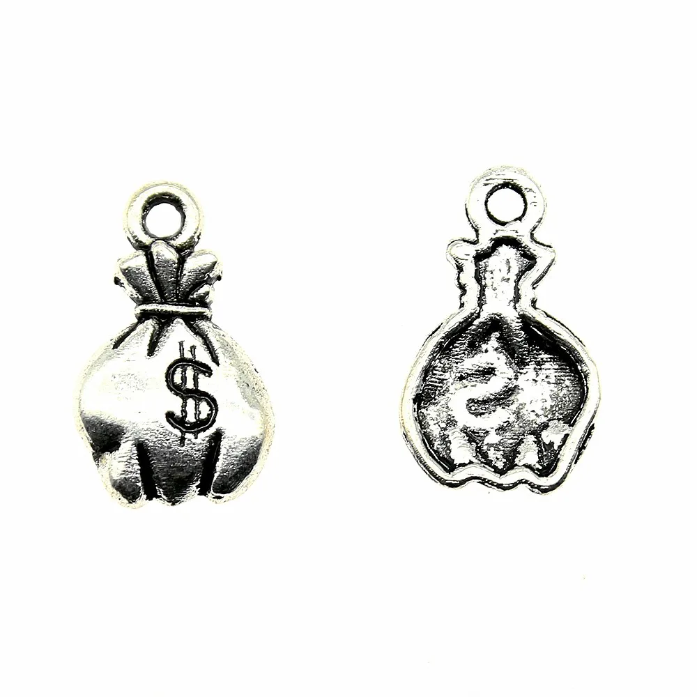 

Charms For Jewelry Making 10pcs Moneybag Charms 19x11mm Antique Silver Planted