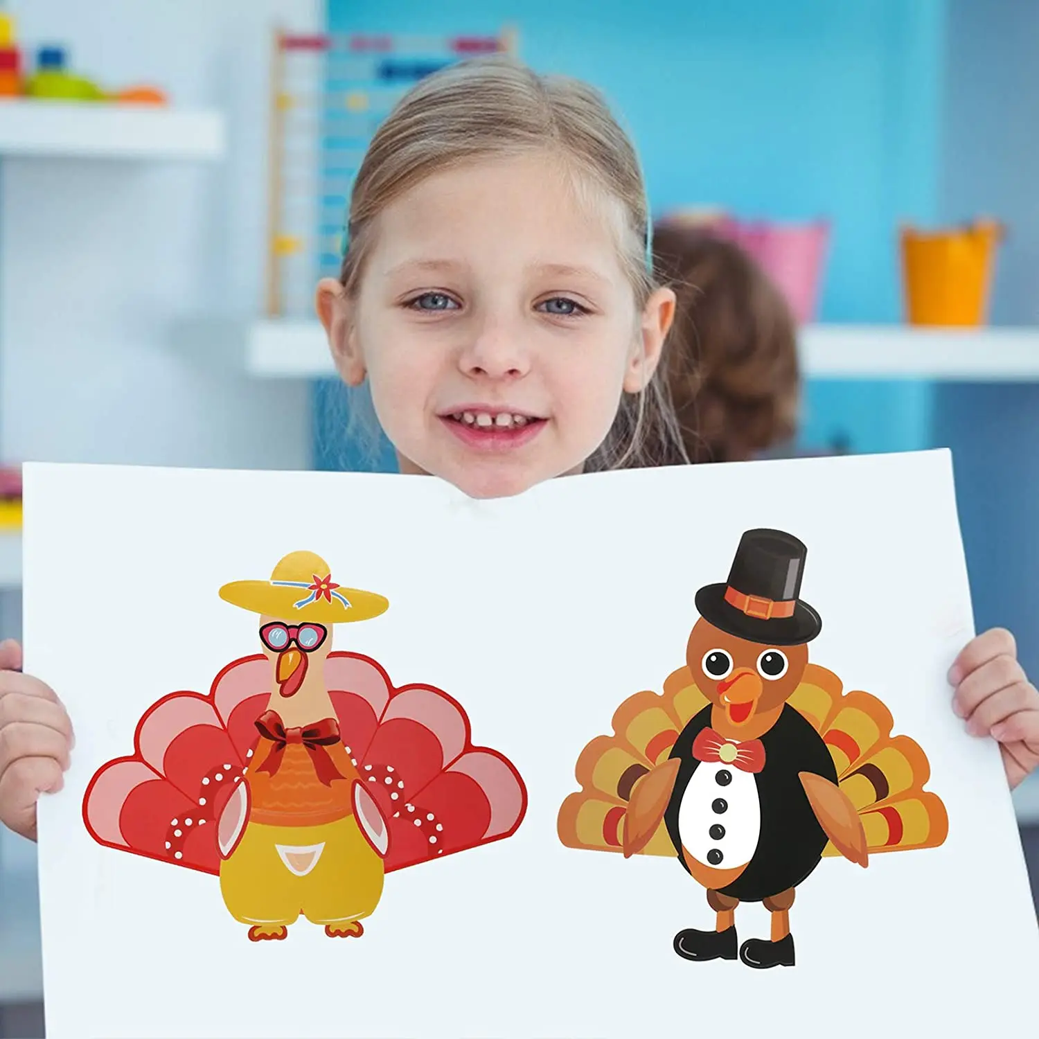 METABLE 20 sheet Make-A-Turkey Stickers Thanksgiving DIY Sticker for Kids Party Favors Autumn Fall Harvest Crafts(2 Designs) | Дом и сад