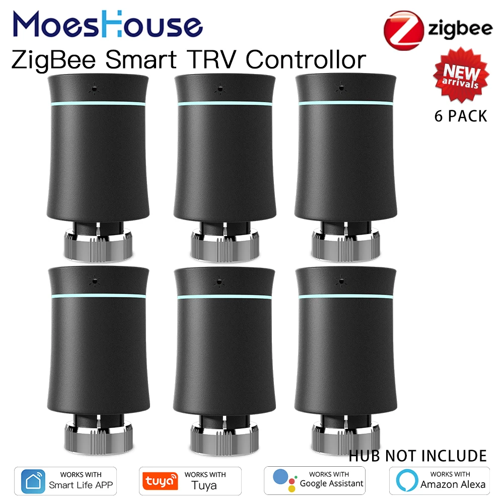 

MoesHouse ZigBee3.0 TRV Tuya New Radiator Actuator Valve Smart Programmable Thermostat Temperature Heater Alexa Voice Control