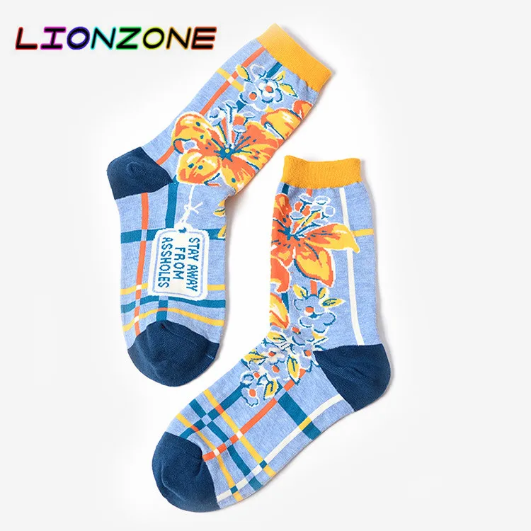 LIONZONE 2018 осень новый цветочный дизайн женские счастливые носки брендовые