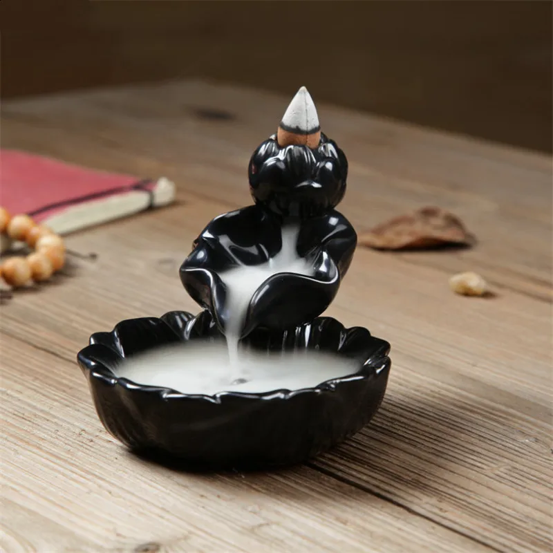 Керамический обратный поток ладана горелка креативный домашний декор Лотос дым