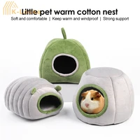 warm small pet animals cages sleeping bed hamster pets soft cotton fleece hanging house mini cartoon house pets supplies