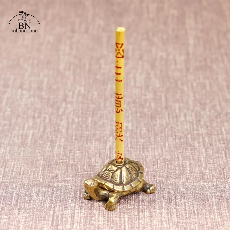 Vintage Brass Japanese Tortoise Incense Holder Burner Small Tea Pet Ornament Animal Turtle Figurines Miniatures Desk Decorations