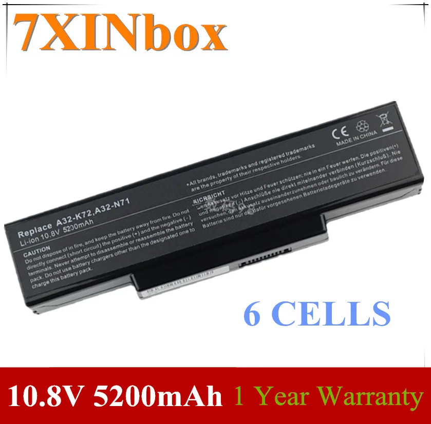 

7XINbox 10.8V 5200mAh A32-K72 A32-N71 Laptop Battery For Asus A72 K72 N73 N71 K73 X77 X73 Series K72D K72F K72JR K73 K73SV K73S