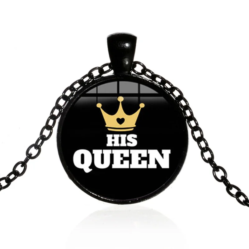 Массивное ожерелье Her King His Queen модное золотого цвета с принтом короны травы