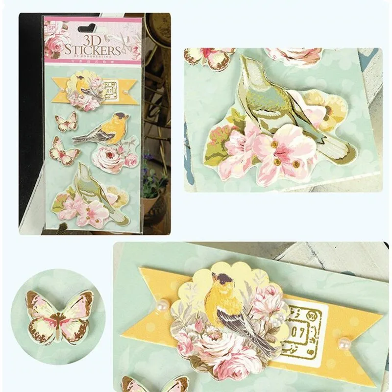 1 шт./упак. винтажный 3D декор Садовый цветок серия жизни Подарочные наклейки