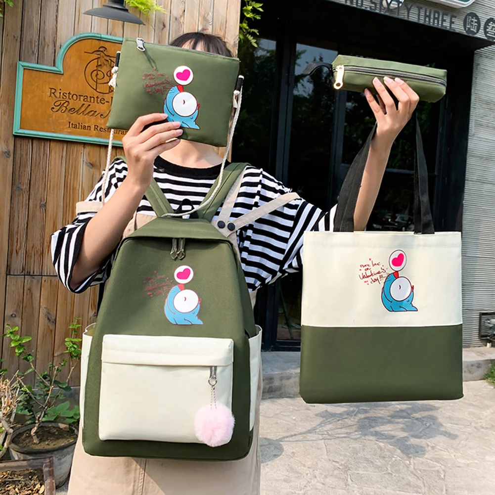 4 шт./компл. холщовые рюкзаки хит цветной школьный рюкзак для девочек подростков