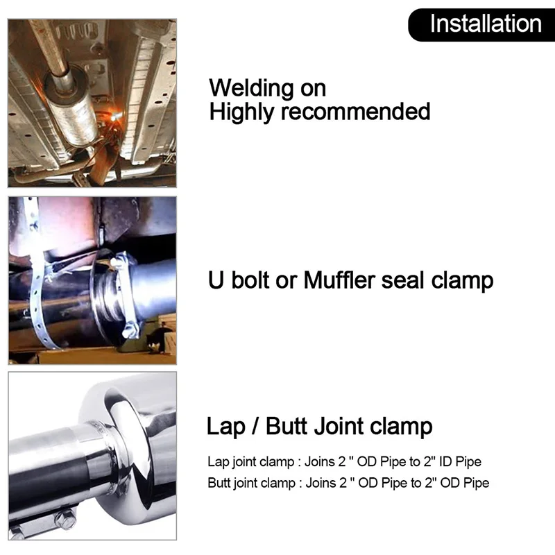 Автомобильный Универсальный глушитель для выхлопных газов нержавеющая сталь 2 5