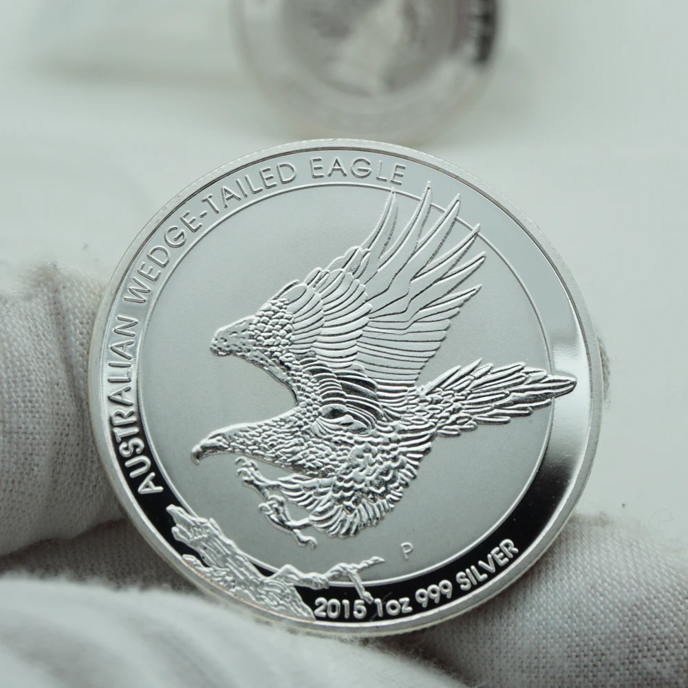

10pcs/lot Elizabeth Dollars 1 One Troy OZ Australia Wedge Eagle Bullion Metal Silver Plated Animal Coin