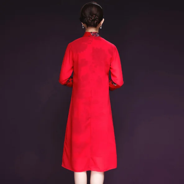 Новое Осеннее винтажное женское платье с воротником стойкой и принтом