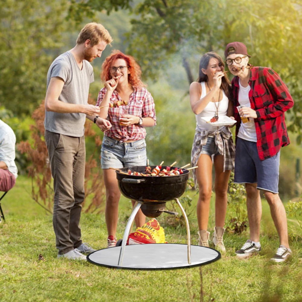 

Environmental Protection Mat Glass Fiber + Aluminum Foil Fire Pit Mat Protect High Temperature Resistance Protects Lawn Floor