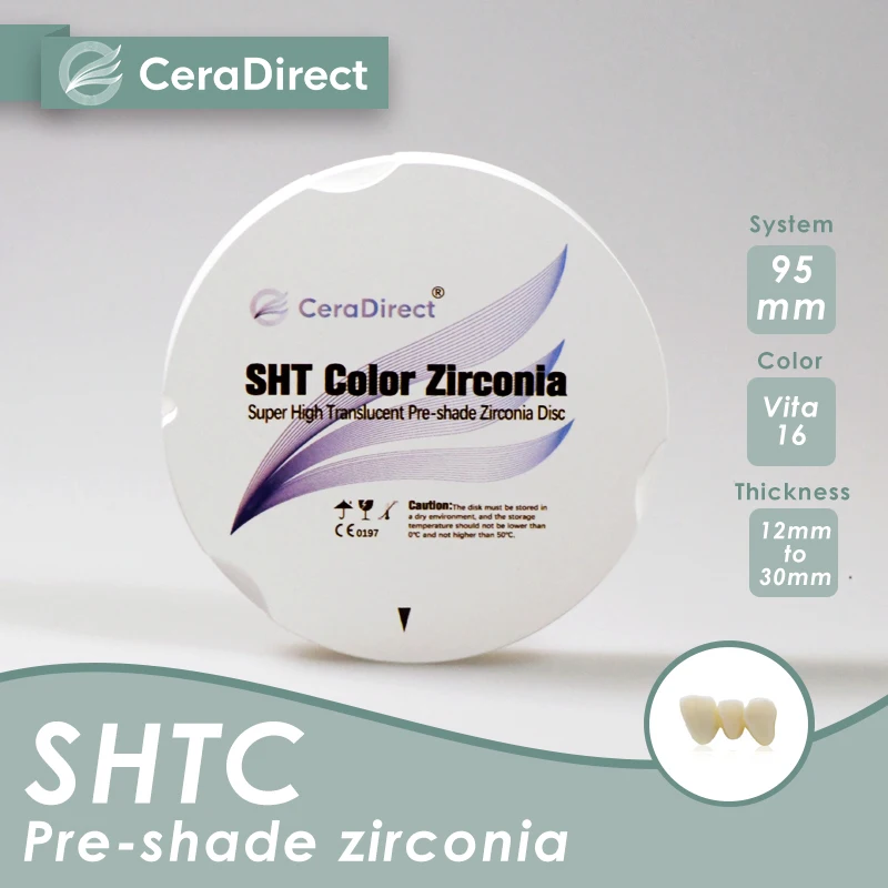 Ceradirect SHTC pre-shaded dental zirconia Zirkon zahn system(95mm) thickness 20mm   for dental lab CAD/CAM