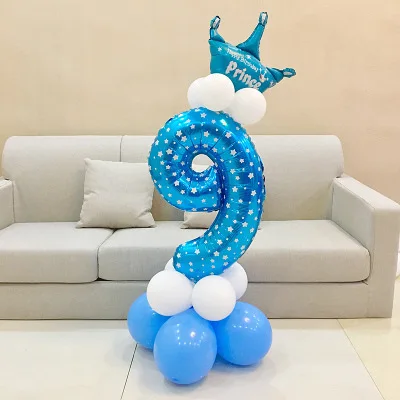 Blue 9 1 комплект воздушные шары в форме цифр номер Фольга воздушные шары на день рождения, свадьбу, Рождество вечерние Декор поставки на день рождения воздушные шары - Цвет: Blue 9