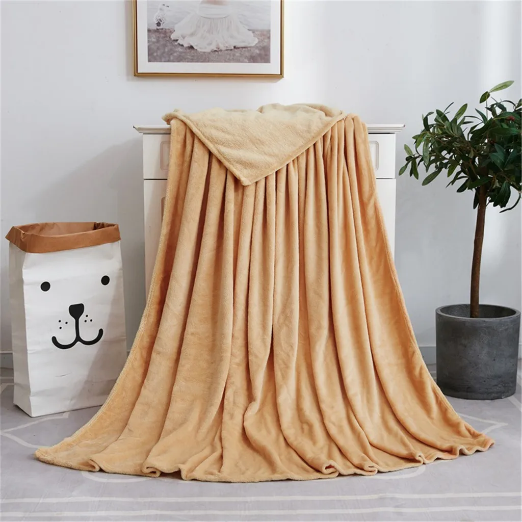 Coral fleece blanket Solid Soft Living Room Bedroom Air Conditioning Bed Blankets for Sofa Bedding woollen | Дом и сад