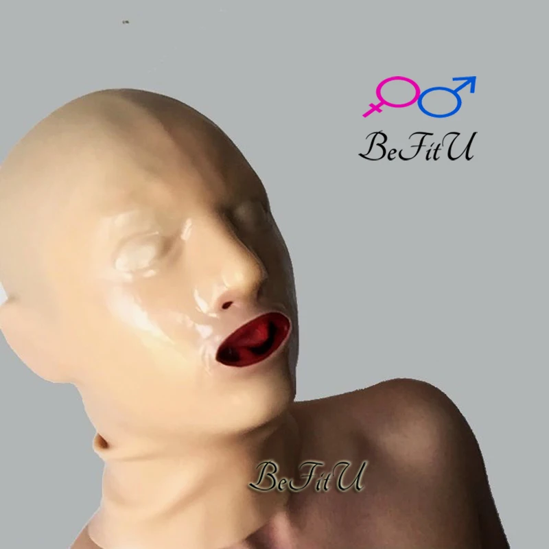 Латексная анатомическая 3D маска капюшон с красной лампой|anatomical latex|tube lipstube gag |