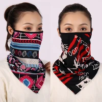 print face scarf women winter warm mouth mask scarves female mouth cover bandana ring neck scarves reusable outdoor riding masks