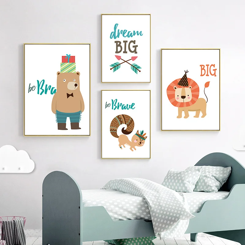 Фотография детской комнаты цитаты кролик лиса птицы фотография настенная печать