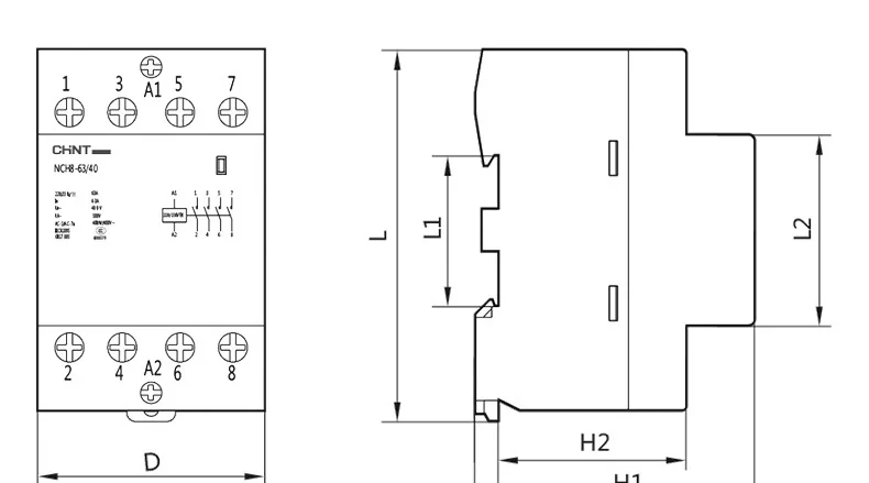 CHNT CHINT NCH8-63/20 модульная переменного тока casa Contator 220V 230V 50 HZ/AC20A 40A 63A 1NO 1NC 2NO 2NC