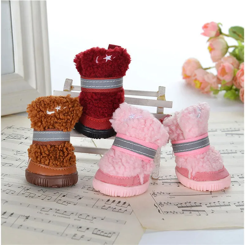 Теплая зимняя обувь для собак и кошек Нескользящие снежные ботинки чихуахуа Shih Tzu
