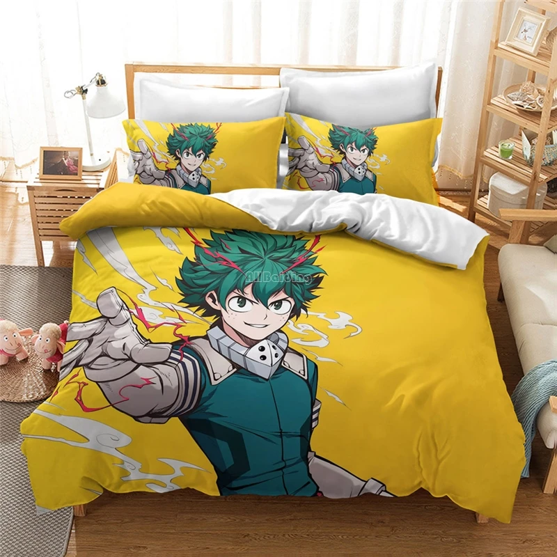 Комплект постельного белья Midoriya Izuku с 3d пододеяльником и принтом из аниме Моя