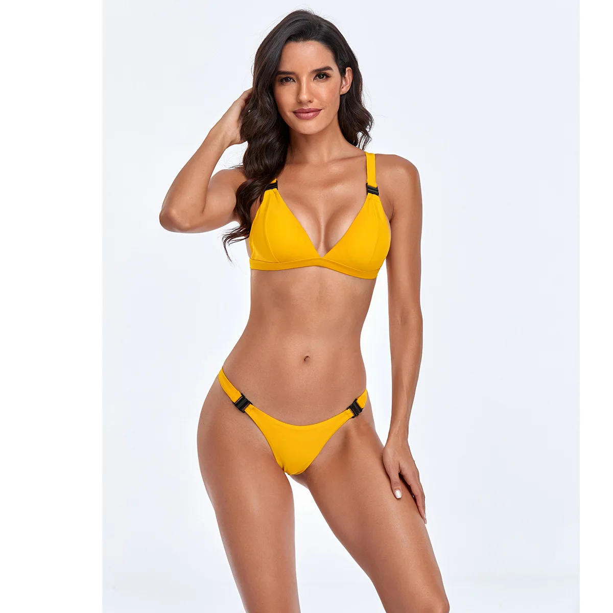 

Solid Color Bikinis Thong 2021 Swimsuit Women Halter Bikini Set Biquini