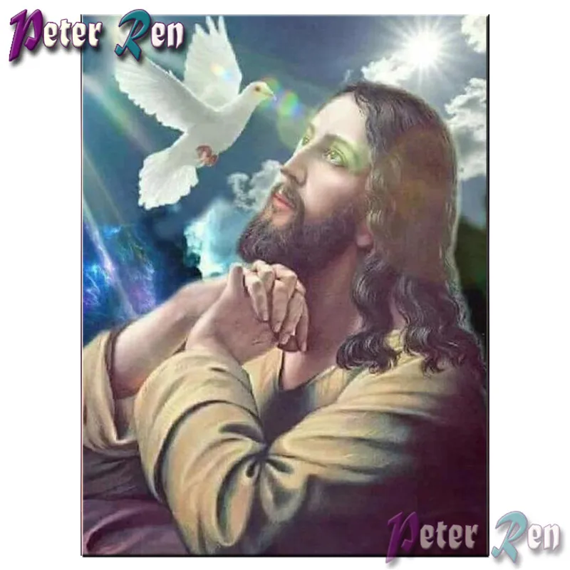 

5d diamond Painting Cross Stitch DIY full Square\Round Embroidery Rhinestone Jesus praying white dove picture Holiday gift