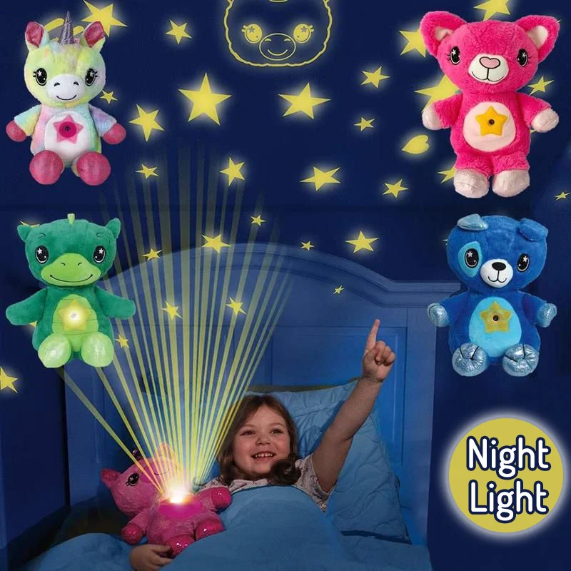 

Night Light Star Projector Plush Toy Birthday Party Kids Gifts Starry Galaxy Projection Belly Lamp Bedroom Decoration