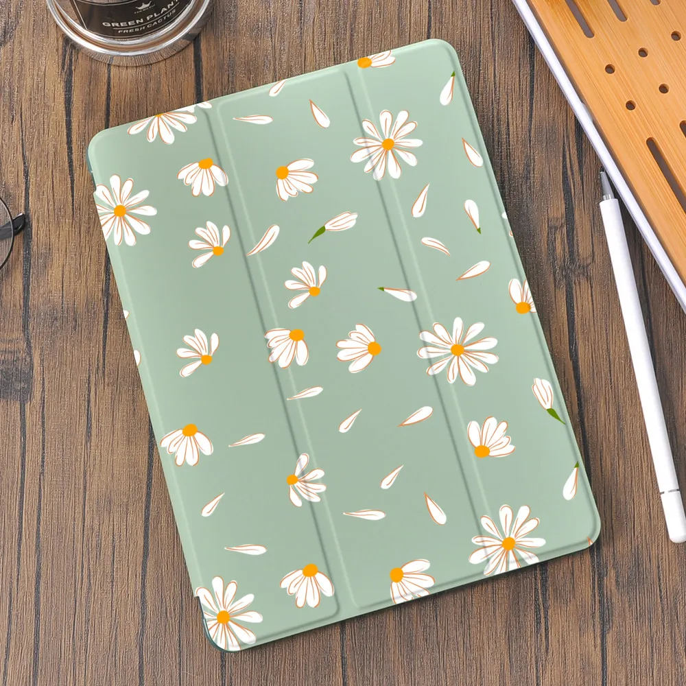 

Daisy Sunflowers for 10.2 8th iPad Case 2020 Air 2 Funda With Pencil Holder 7th 6th 12.9 Pro 11 2018 Mini 5 Cover 10.5 Air 1 4