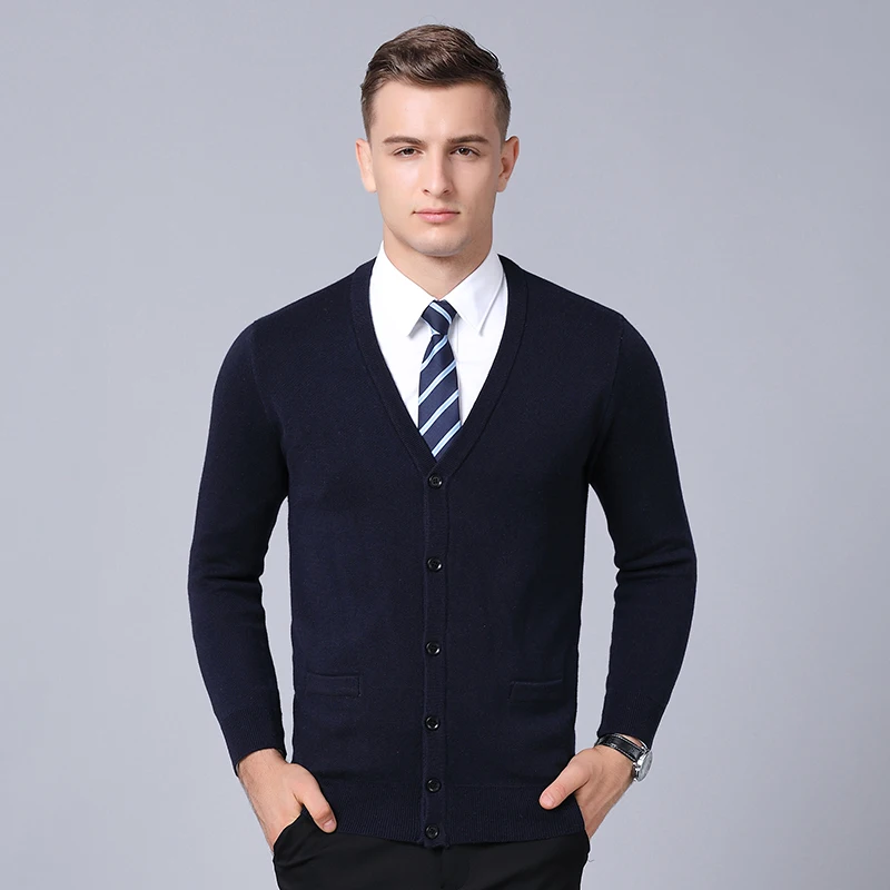 Мужской трикотажный свитер Повседневный Кардиган из кашемира Осень зима 2019|men